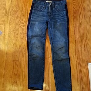 Madewell velvet stripe hi rise skinny jeans